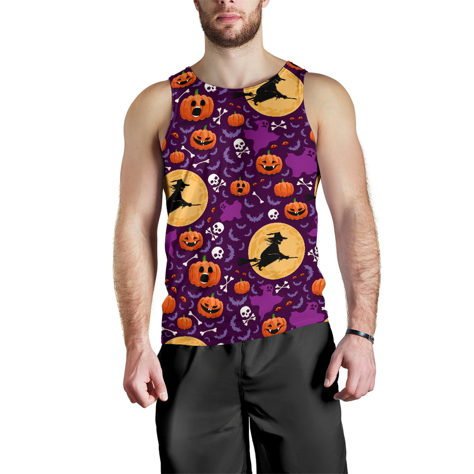 Halloween Pumpkin Witch Pattern Men Tank Top