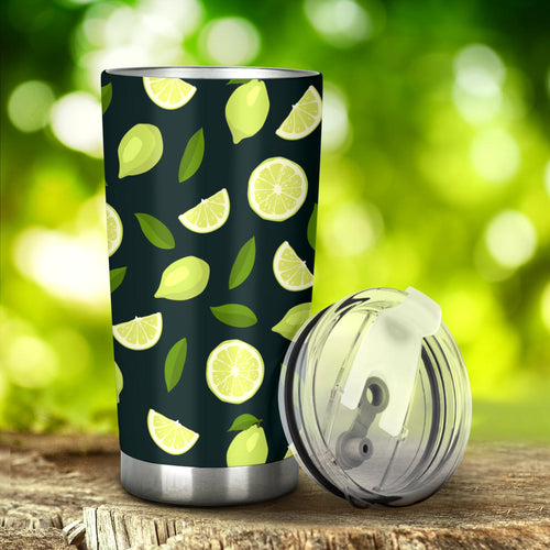 Lime Leaves Pattern Tumbler