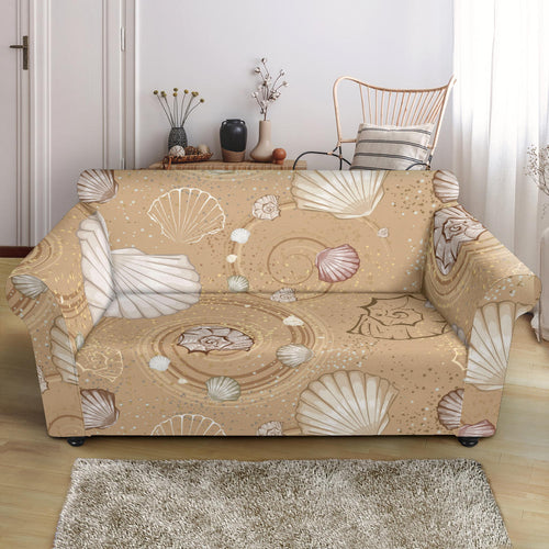 Shell Pattern Sand Loveseat Couch Slipcover