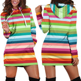 Rainbow Pattern Women Hoodie Dress