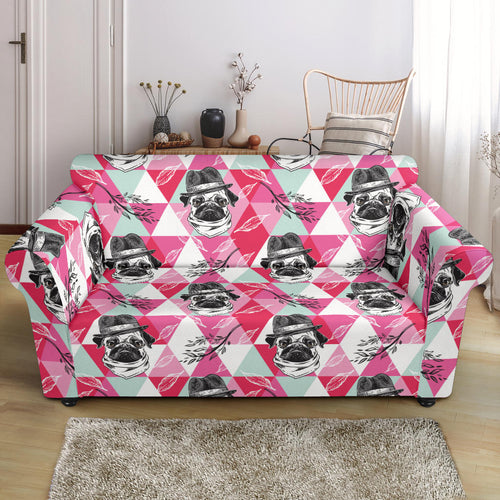 Pug Pattern Loveseat Couch Slipcover