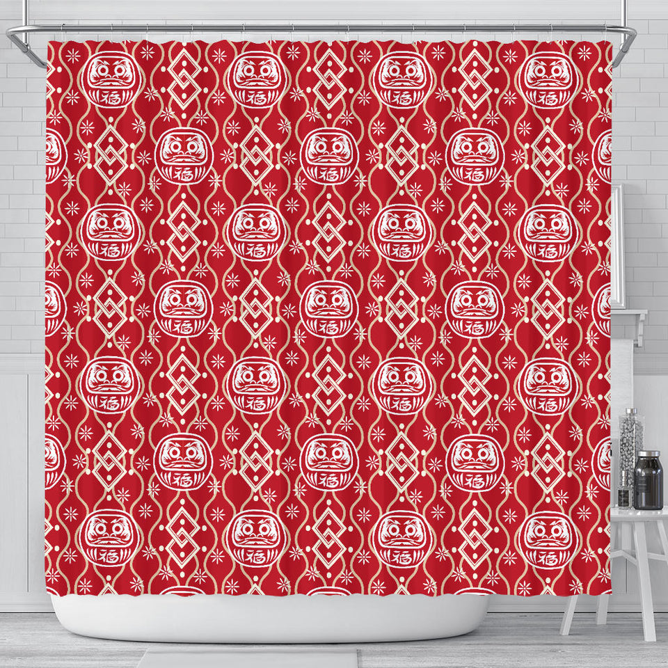 Daruma Red Pattern Shower Curtain Fulfilled In US