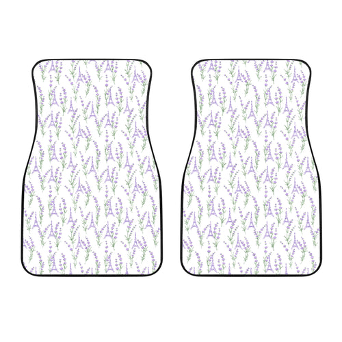 Eiffel Tower Lavender Pattern Print Design 01 Front Car Mats