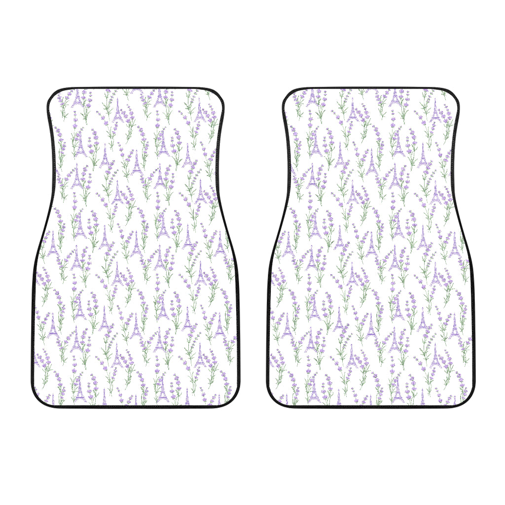 Eiffel Tower Lavender Pattern Print Design 01 Front Car Mats