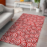 Red and White Candy Spiral Lollipops Pattern Area Rug