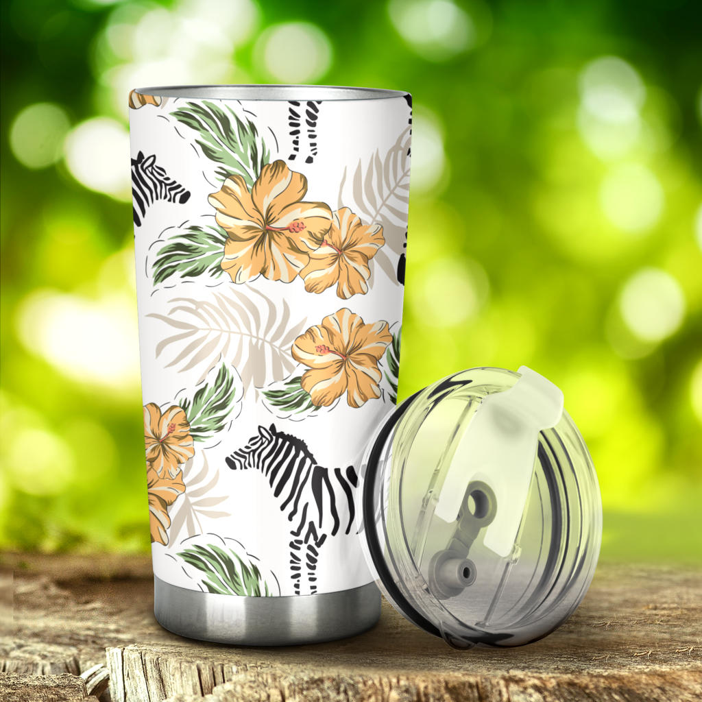 Zebra Hibiscus Pattern Tumbler