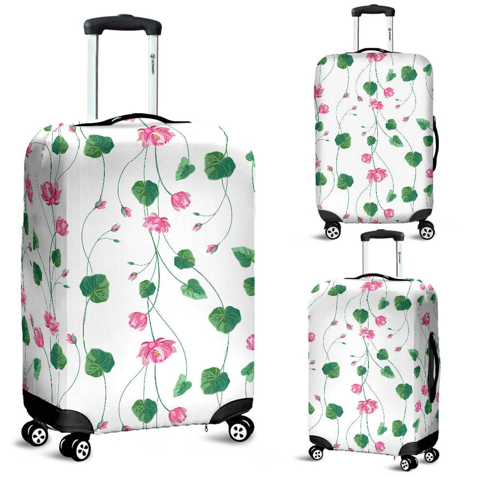 Pink Lotus Waterlily Flower Pattern Luggage Covers