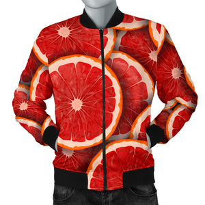 Sliced Grapefruit Pattern Background Men Bomber Jacket