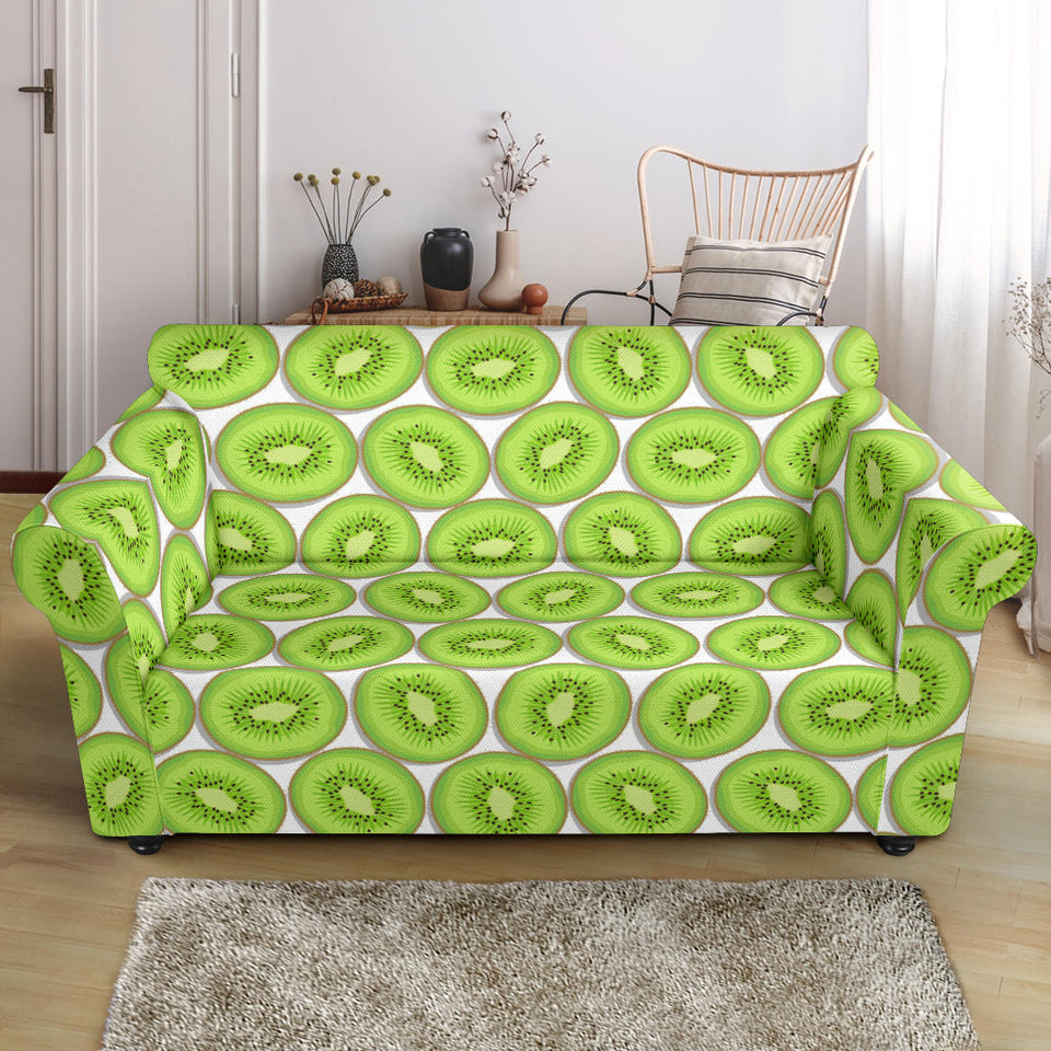 Sliced Kiwi Pattern Background Loveseat Couch Slipcover