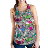 Zebra Colorful Pattern Women Racerback Tank Top