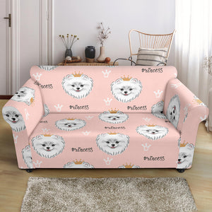 Pomeranian Pattern Loveseat Couch Slipcover