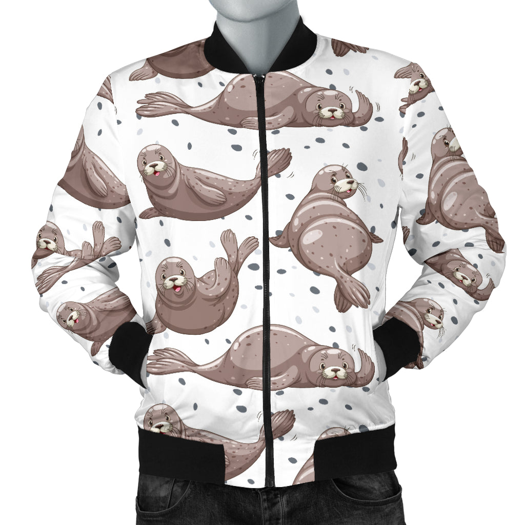 Sea Lion Pattern Background Men Bomber Jacket