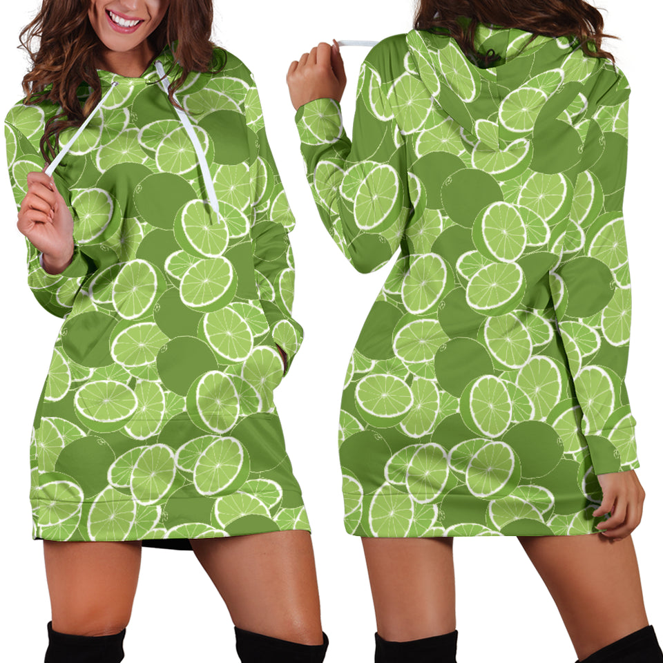 Lime Pattern Background Women Hoodie Dress