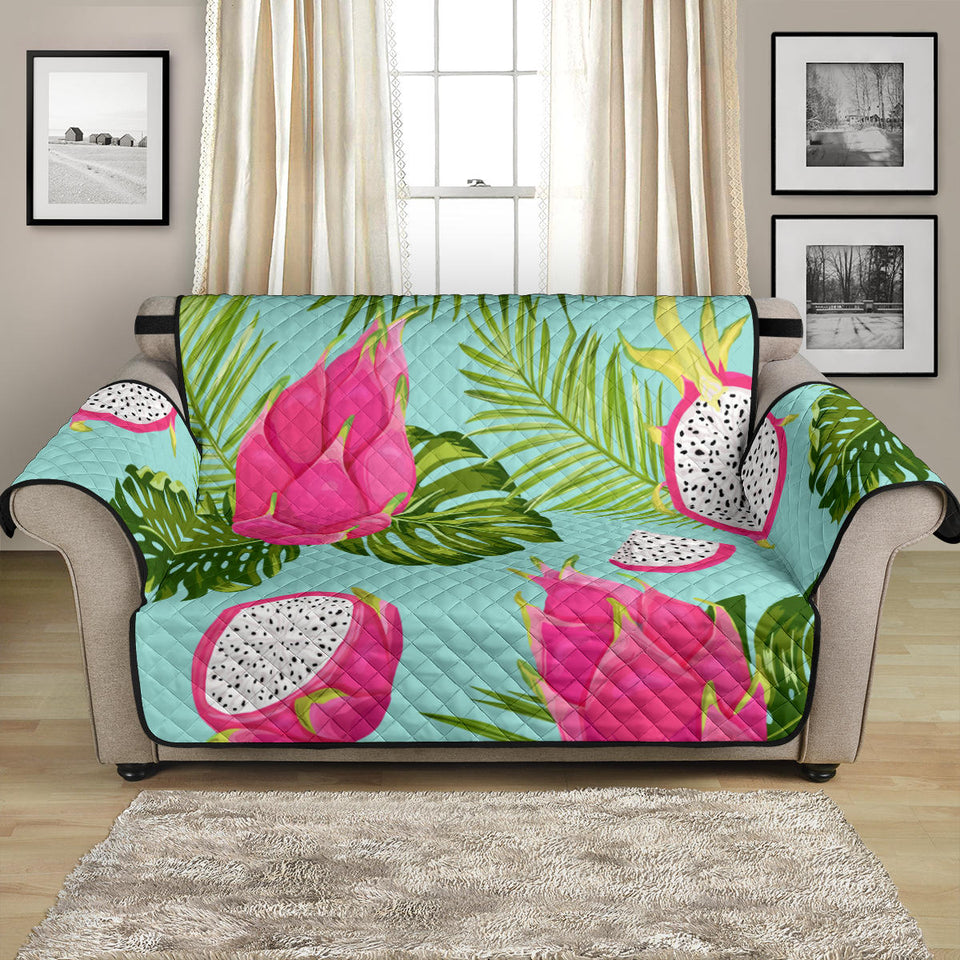 Dragon Fruit Leaves Pattern Loveseat Couch Cover Protector