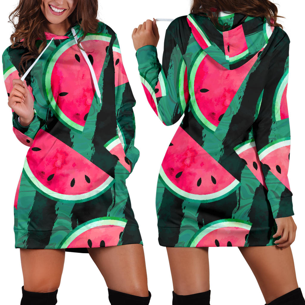 Watermelon Pattern Women Hoodie Dress