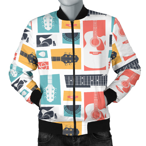 Guitar Pattern Background Men Bomber Jacket