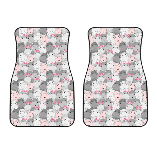 Hippopotamus Pattern Print Design 03 Front Car Mats