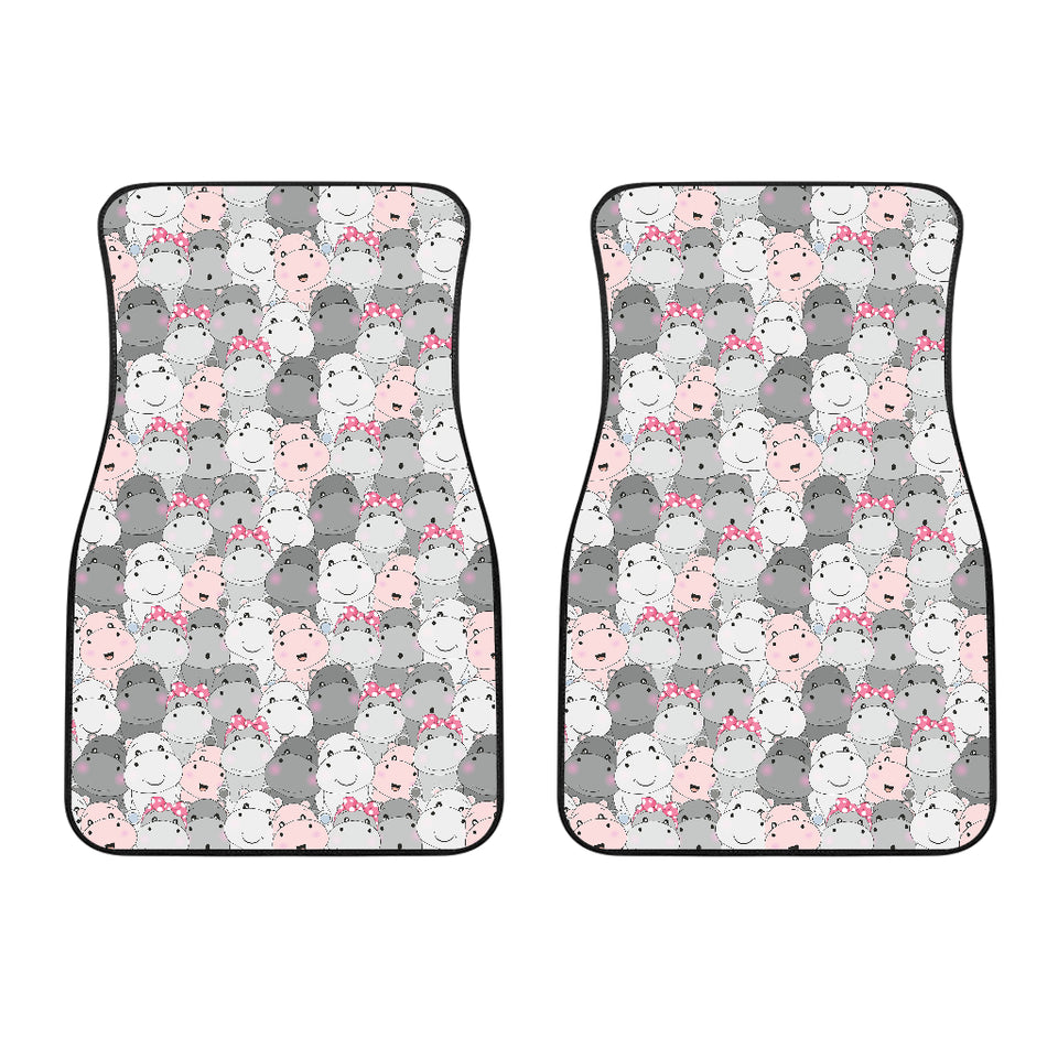 Hippopotamus Pattern Print Design 03 Front Car Mats