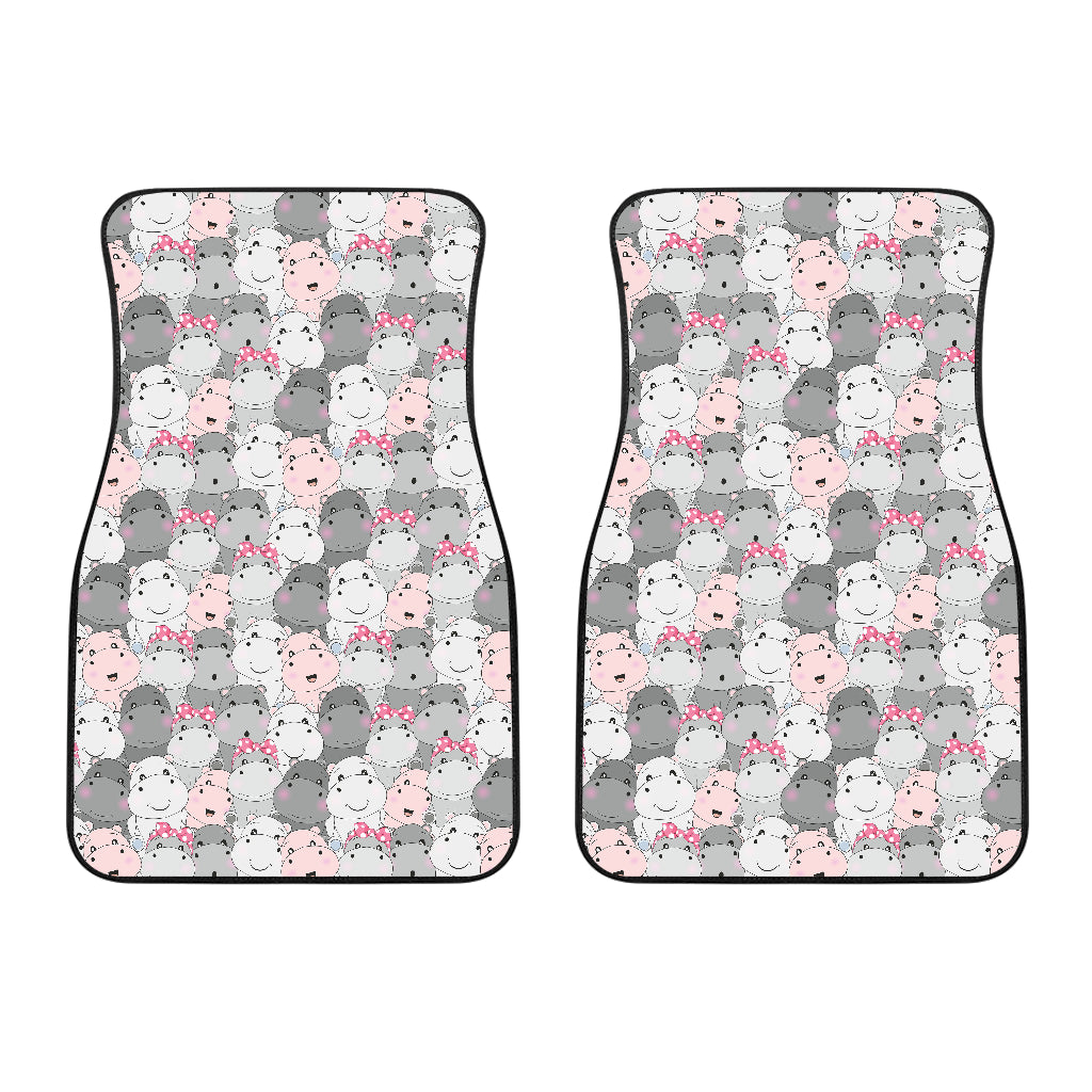 Hippopotamus Pattern Print Design 03 Front Car Mats