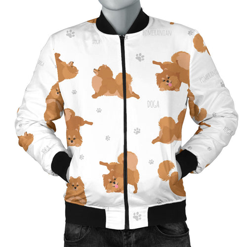 Pomeranian Yoga Pattern Men Bomber Jacket