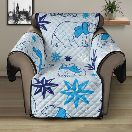 Polar Bear Pattern Blue Background Recliner Cover Protector