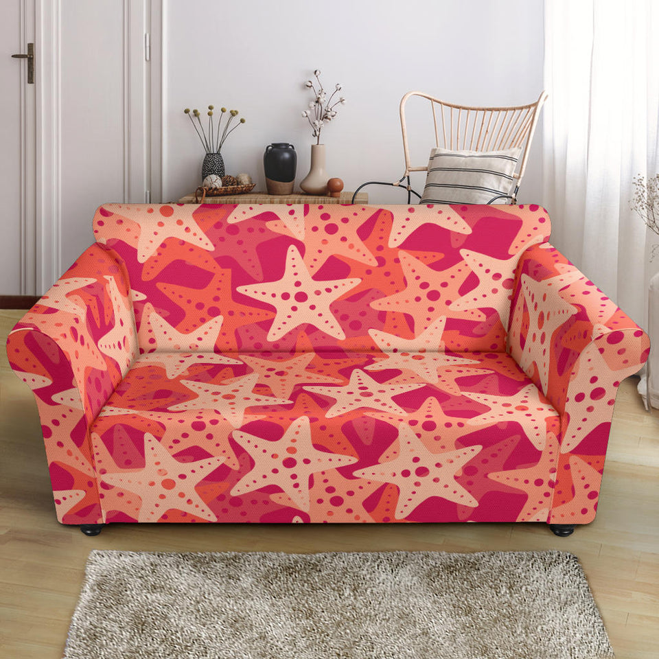 Starfish Red Theme Pattern Loveseat Couch Slipcover