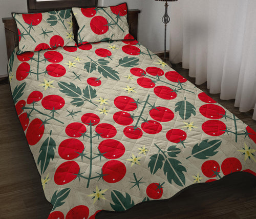 Hand Drawn Tomato Pattern Quilt Bed Set