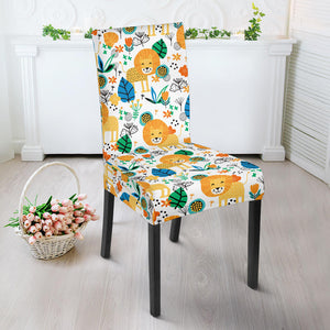 Lion Pattern Print Design 02 Dining Chair Slipcover