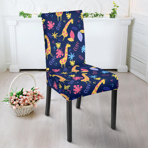 Giraffe Pattern Print Design 04 Dining Chair Slipcover