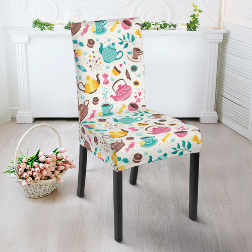 Tea pots Pattern Print Design 05 Dining Chair Slipcover