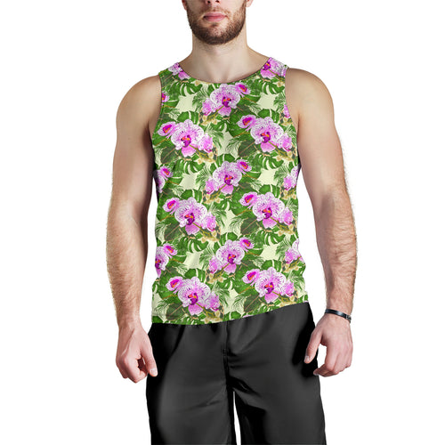 Orchid Leaves Pattern Men Tank Top