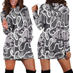 Snake Gray Pattern Women Hoodie Dress