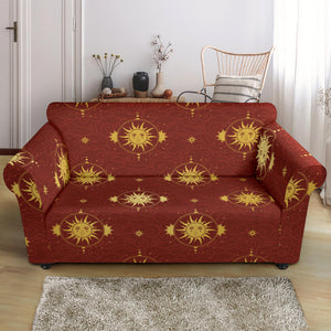 Sun Pattern Red Background Loveseat Couch Slipcover