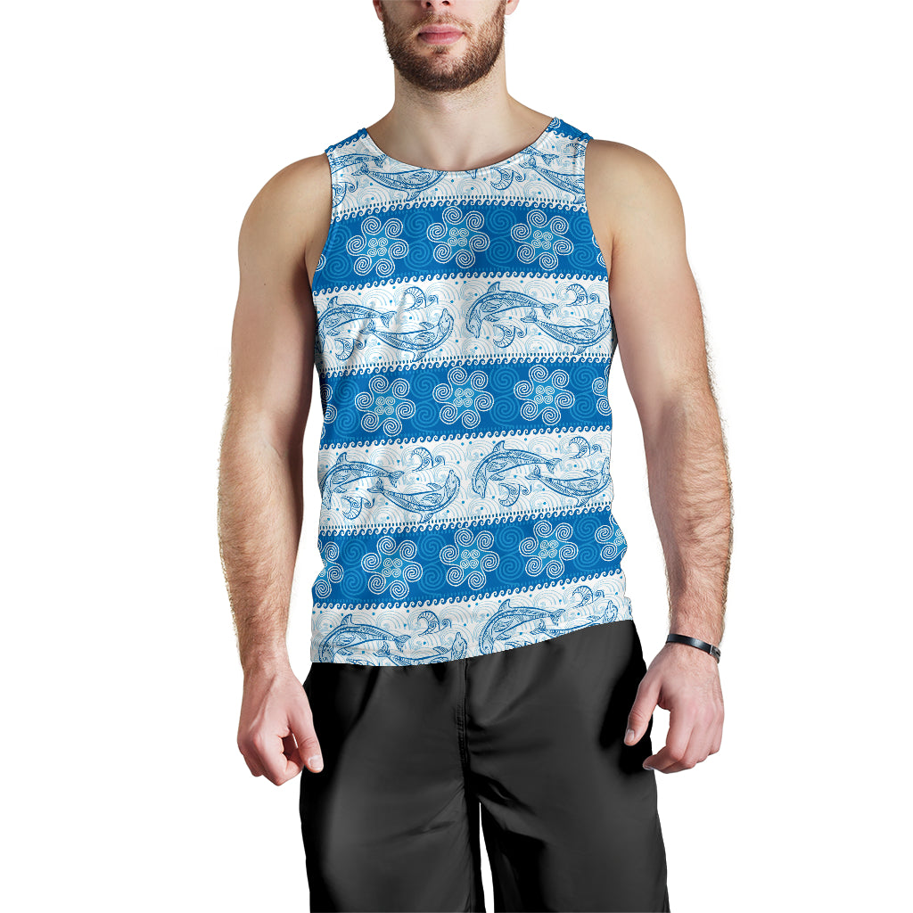 Dolphin Tribal Pattern Men Tank Top