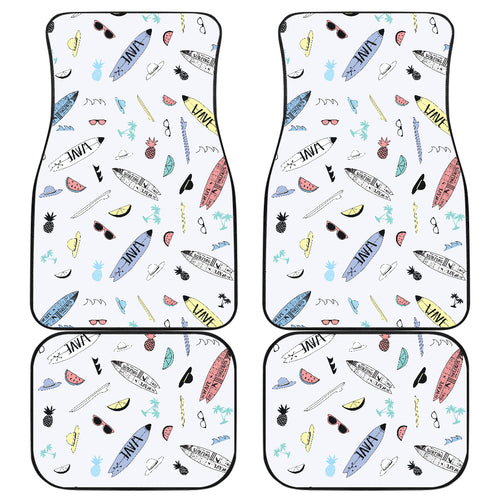 Surfboard Pattern Print Design 01 Front and Back Car Mats