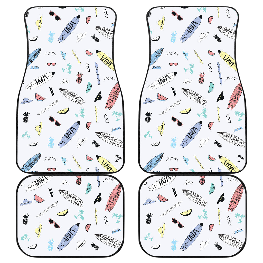 Surfboard Pattern Print Design 01 Front and Back Car Mats