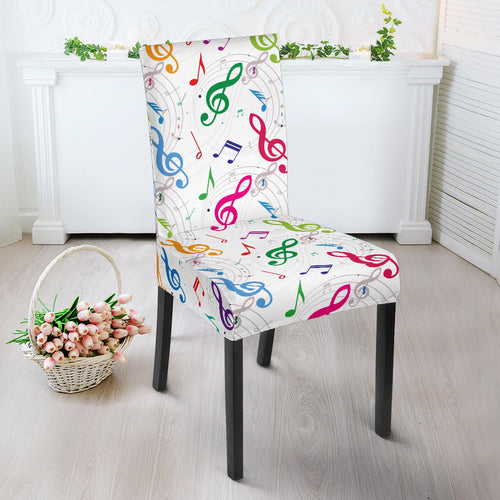 Music Notes Pattern Print Design 02 Dining Chair Slipcover