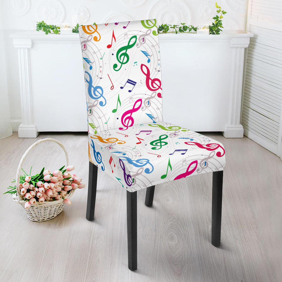 Music Notes Pattern Print Design 02 Dining Chair Slipcover
