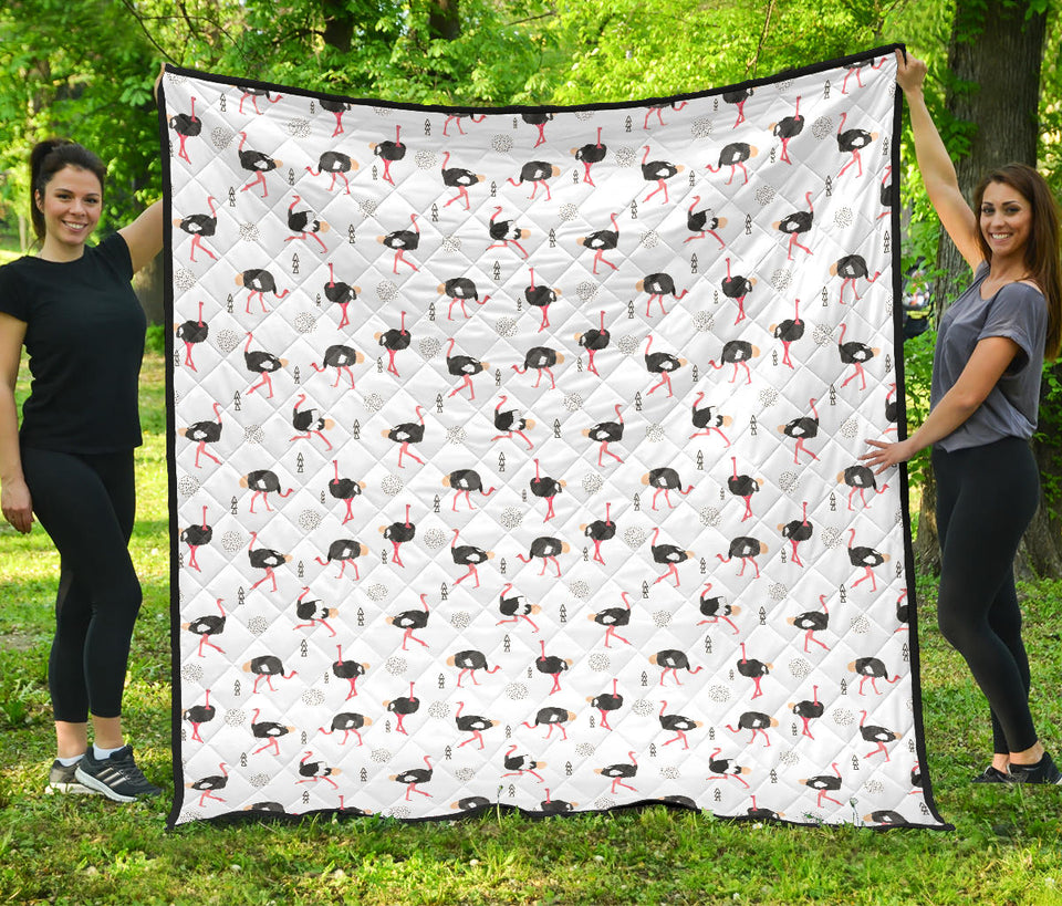 Ostrich Pattern Print Design 02 Premium Quilt