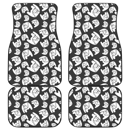 English Bulldog Pattern Print Design 02 Front and Back Car Mats