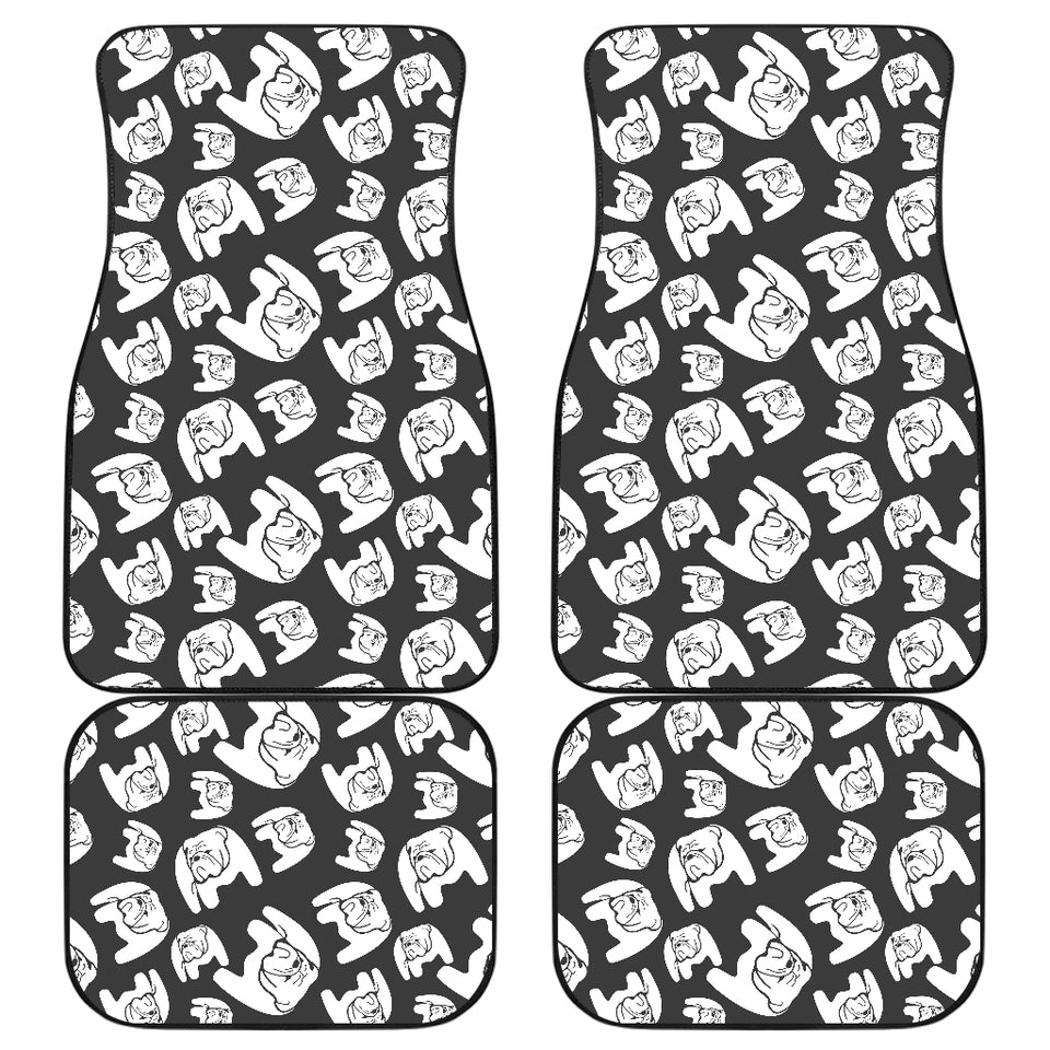 English Bulldog Pattern Print Design 02 Front and Back Car Mats