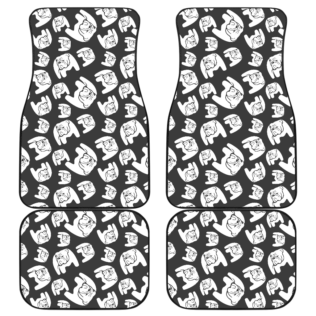 English Bulldog Pattern Print Design 02 Front and Back Car Mats