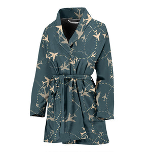 Airplane Circle Pattern Women Bathrobe