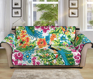 Colorful Peacock Pattern Sofa Cover Protector