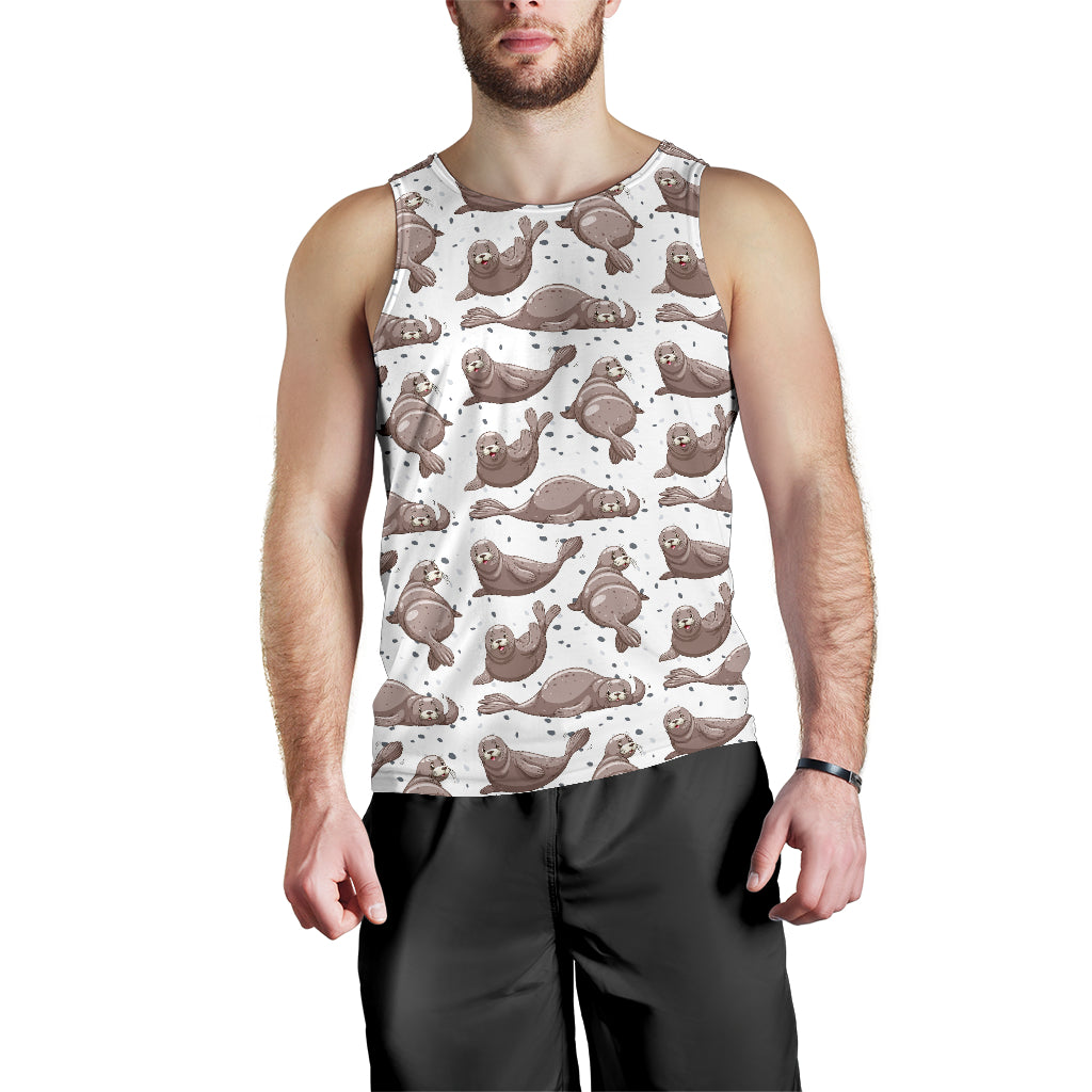 Sea Lion Pattern Background Men Tank Top