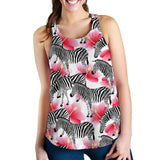 Zebra Red Hibiscus Pattern Women Racerback Tank Top