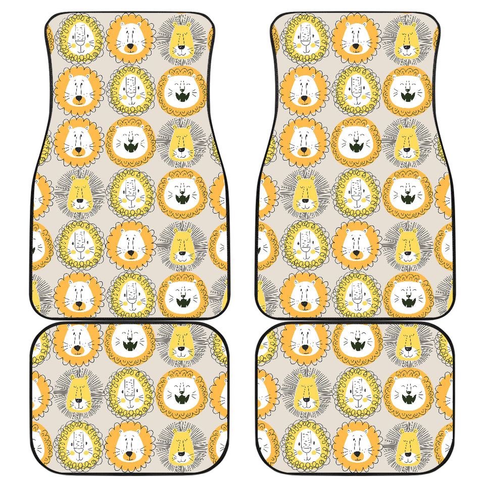 Lion Pattern Print Design 04 Front and Back Car Mats