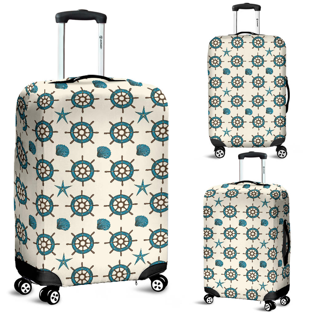 Nautical Steering Wheel Rudder Shell Pattern Luggage Covers
