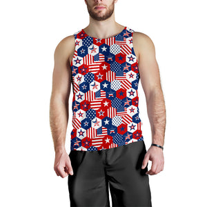 USA Star Hexagon Pattern Men Tank Top