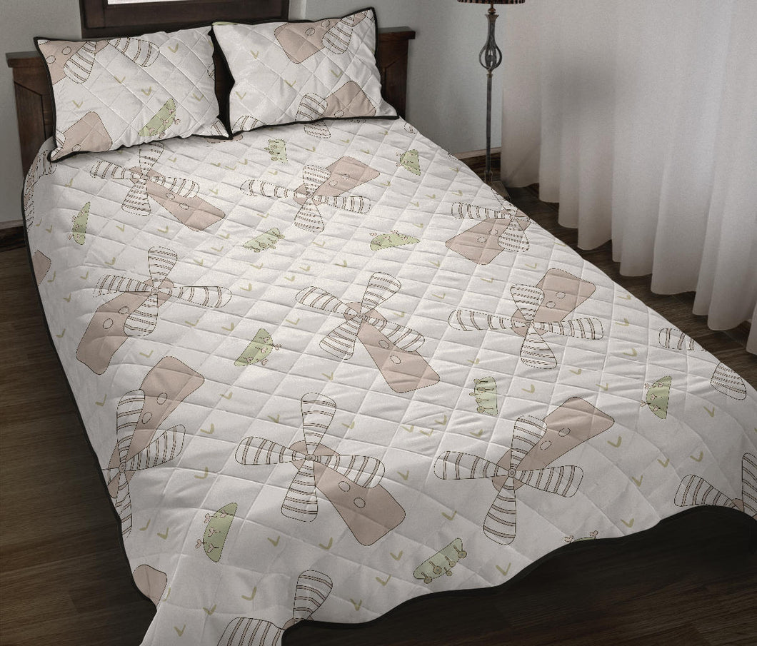 Windmill Pattern Background Quilt Bed Set